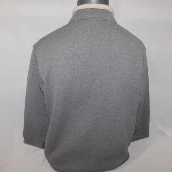Columbia Mens L Gray Fleece Lined 1/4 Zip Pullover Sweater with Sherpa Collar - Picture 9 of 11